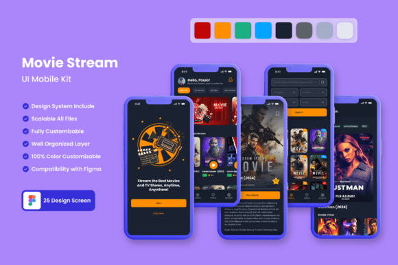 Movie Stream Application Mobile UI KIT: Design & Build Faster